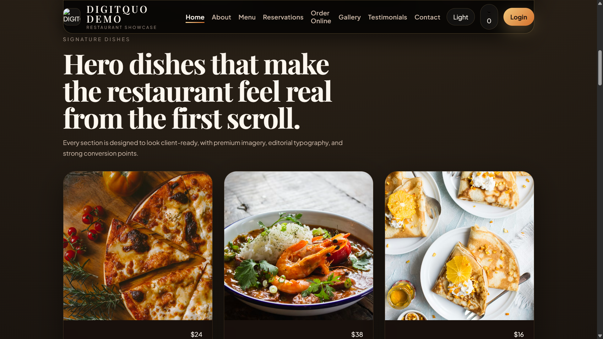 Sample website preview from the web1 gallery